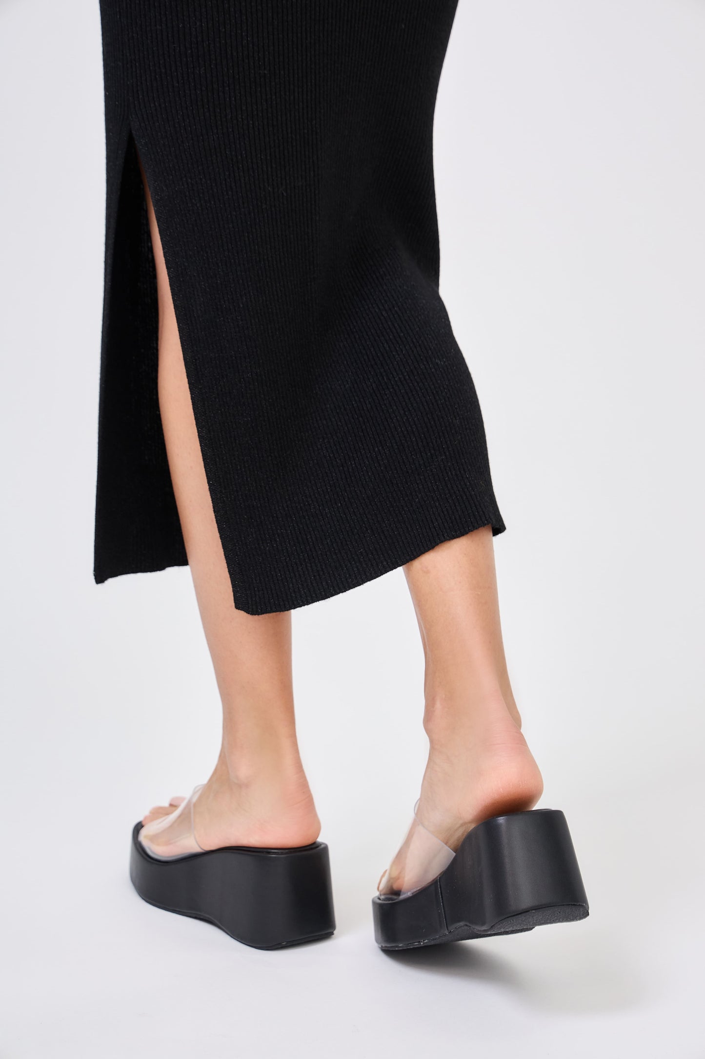 BK549 Mules transparente à bout carré