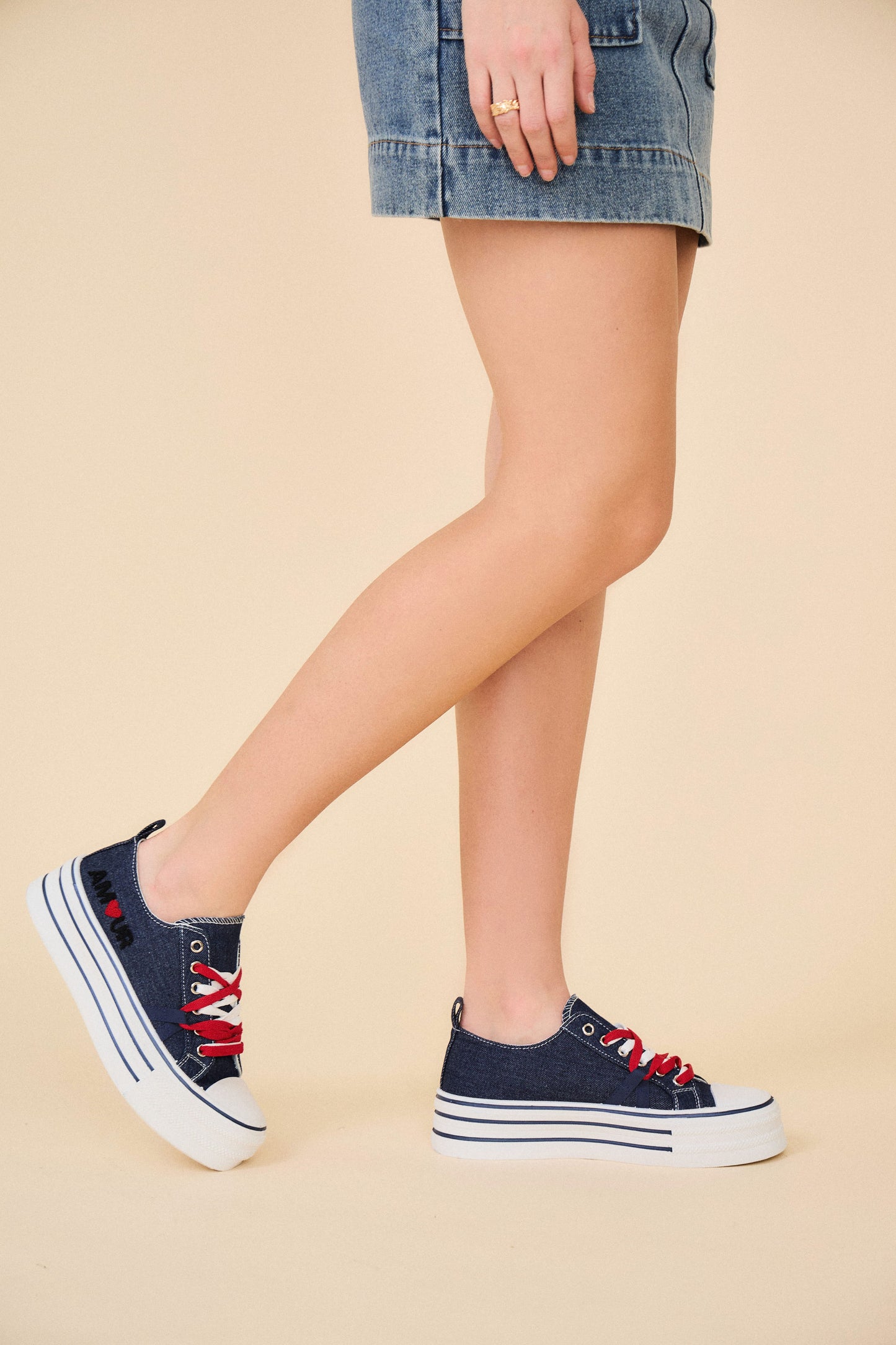 BK518 Baskets à lacets avec semelle plateforme