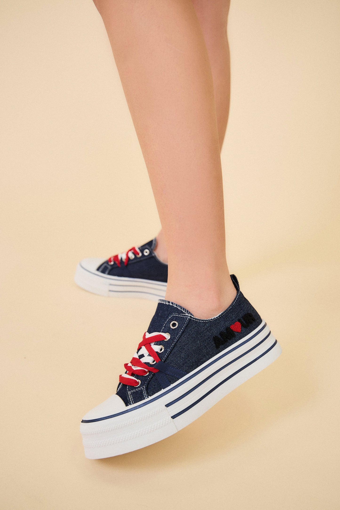 BK518 Baskets à lacets avec semelle plateforme