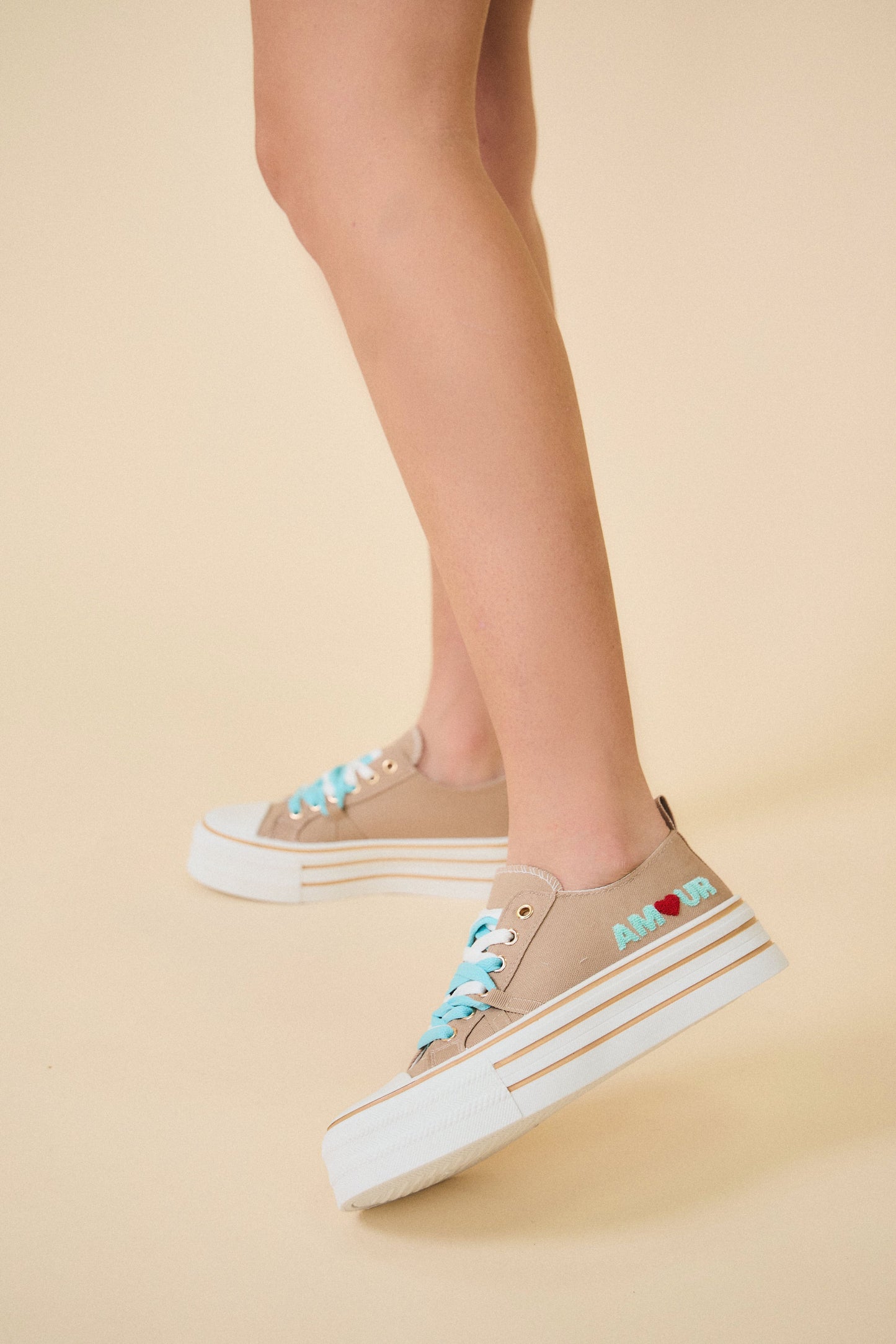 BK518 Baskets à lacets avec semelle plateforme