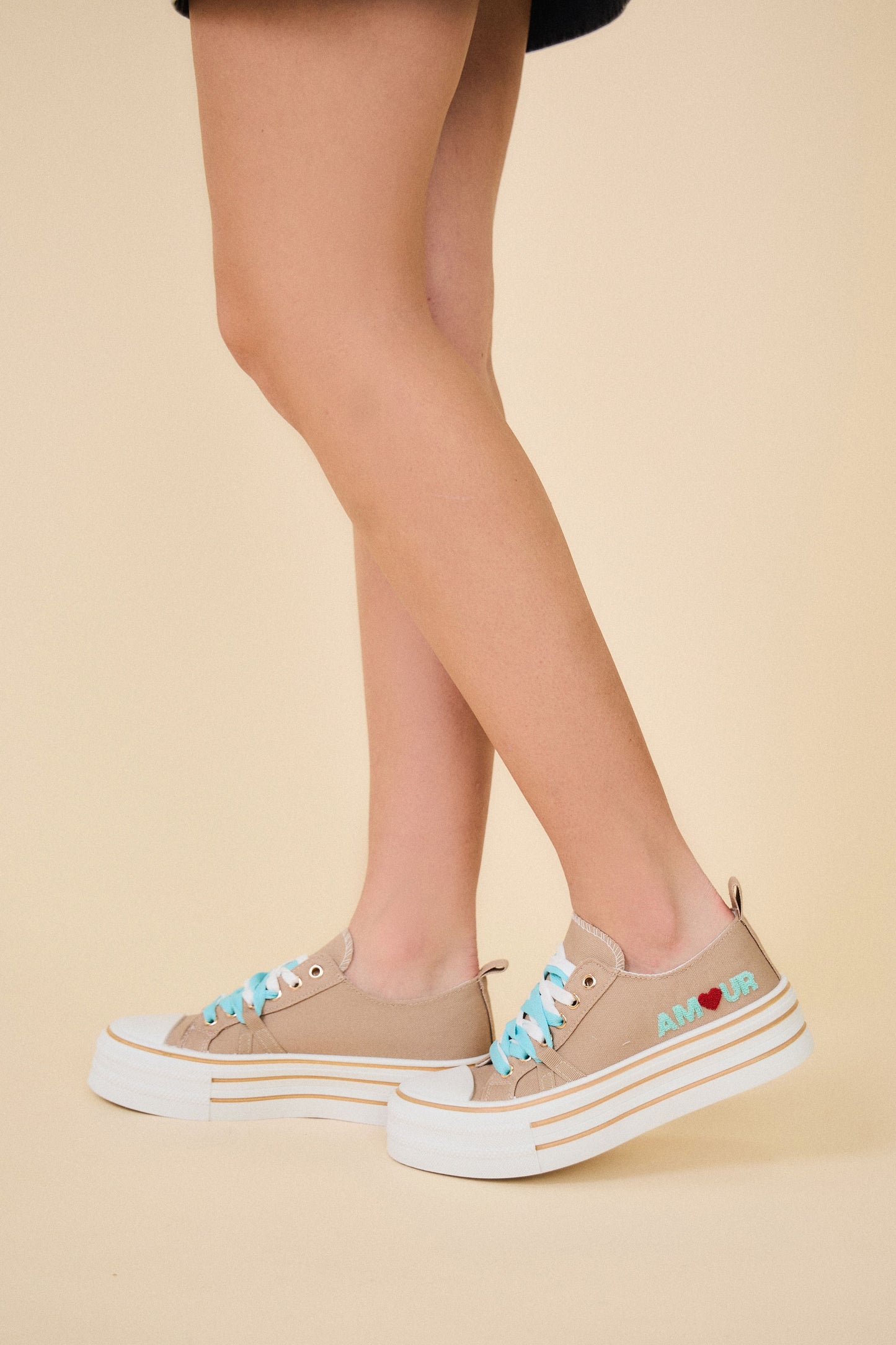 BK518 Baskets à lacets avec semelle plateforme