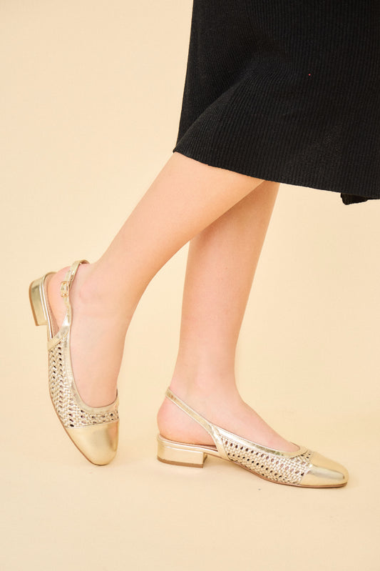 BK014 Ballerines irisée à bride cheville