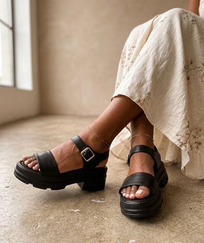Sandales à bride avec plateforme Noir Rosalia