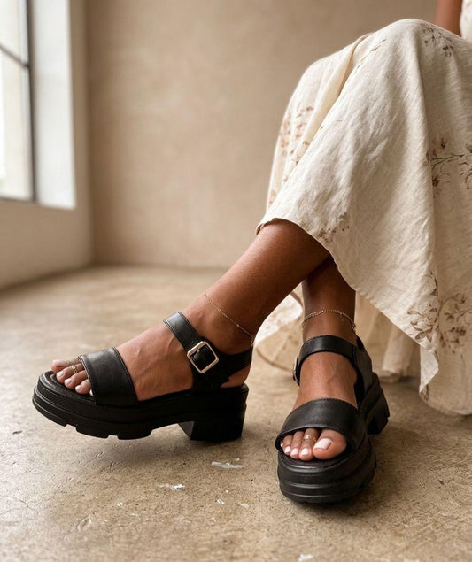 Sandales à bride avec plateforme Noir Rosalia