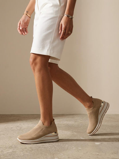Sneakers effet maille élastique Cléa Beige