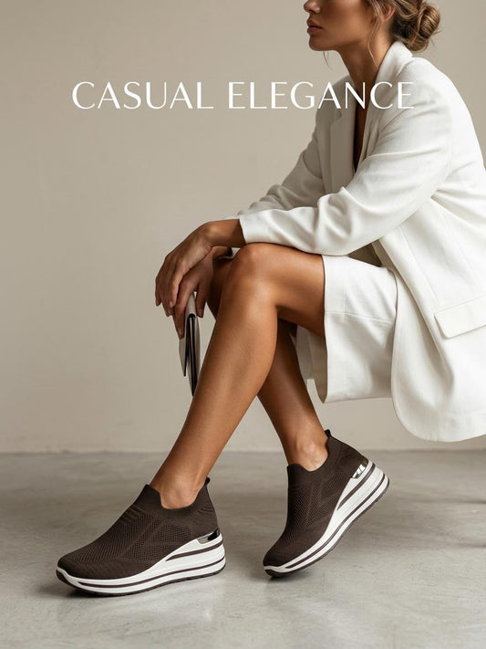Sneakers effet maille élastique Cléa marron