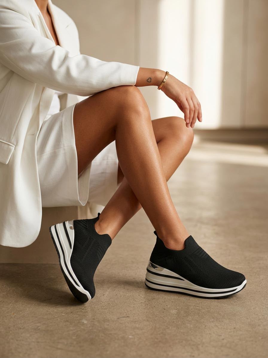Sneakers effet maille élastique Cléa noir