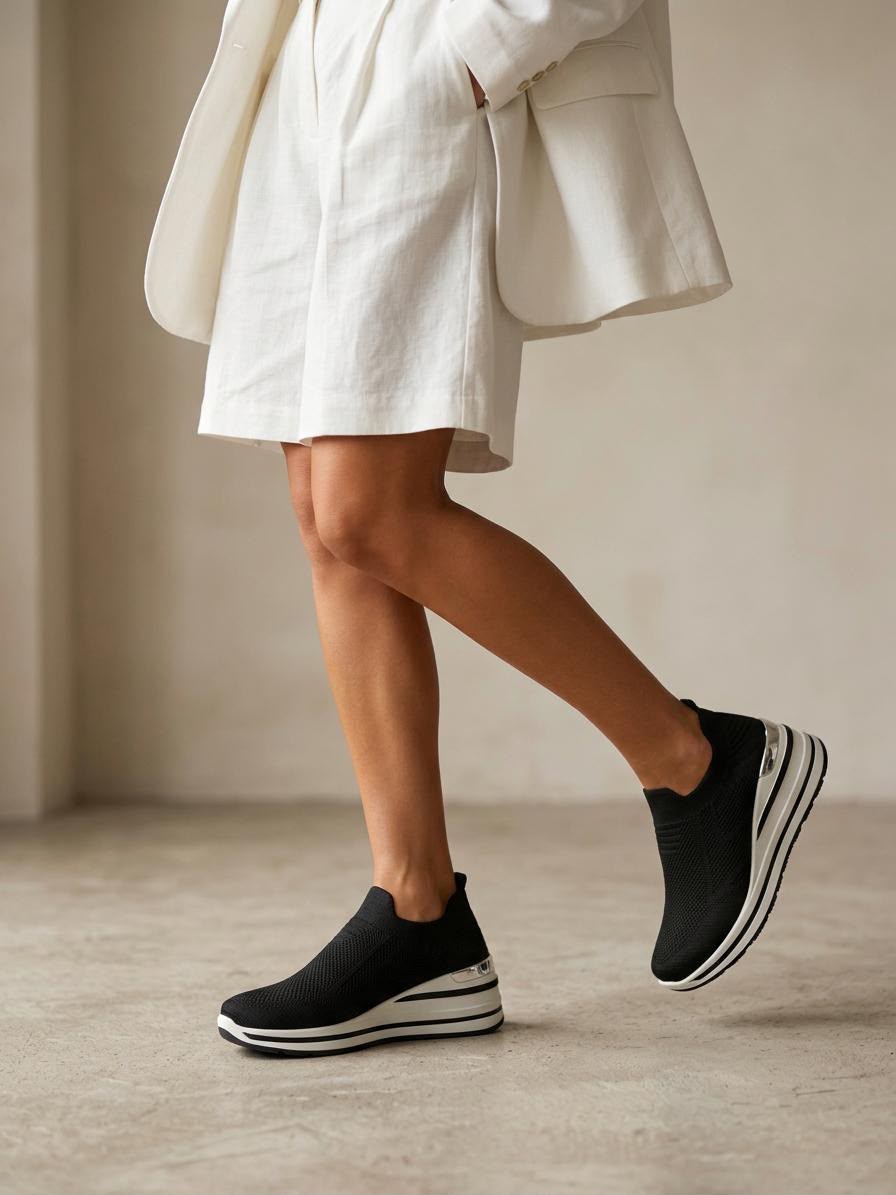 Sneakers effet maille élastique Cléa noir