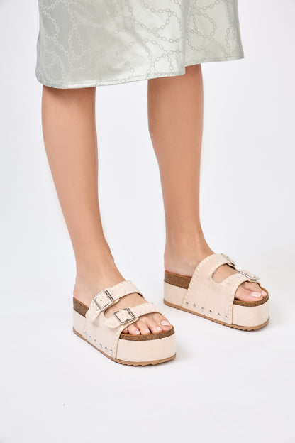 BK545 Mules compensées Esprit bohème