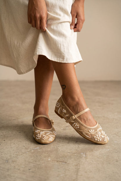 Ballerines perles Emilia Beige