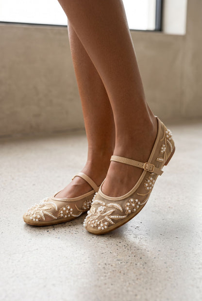 Ballerines perles Emilia Beige