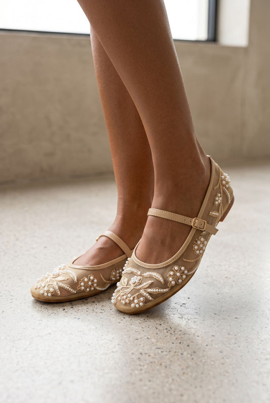 Ballerines perles Emilia Beige