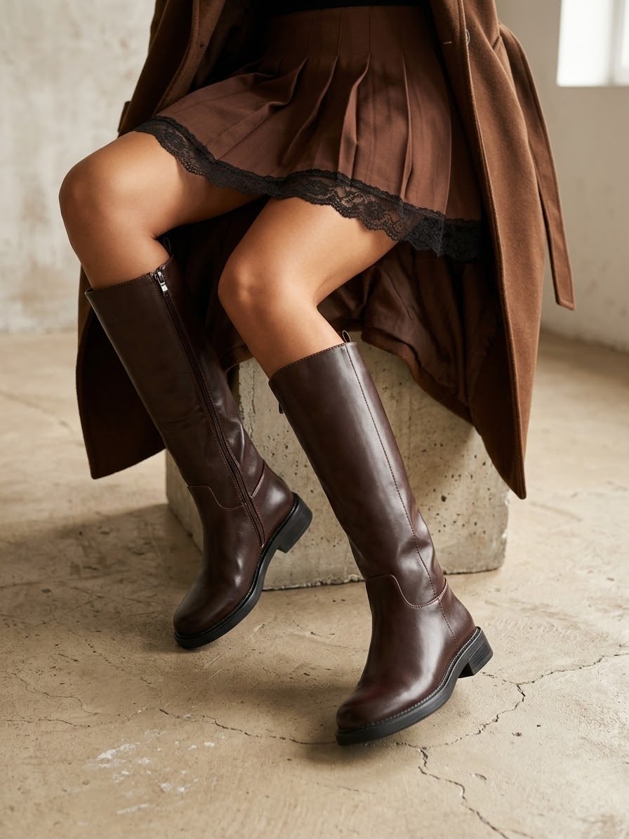 Bottes hautes marron Rose