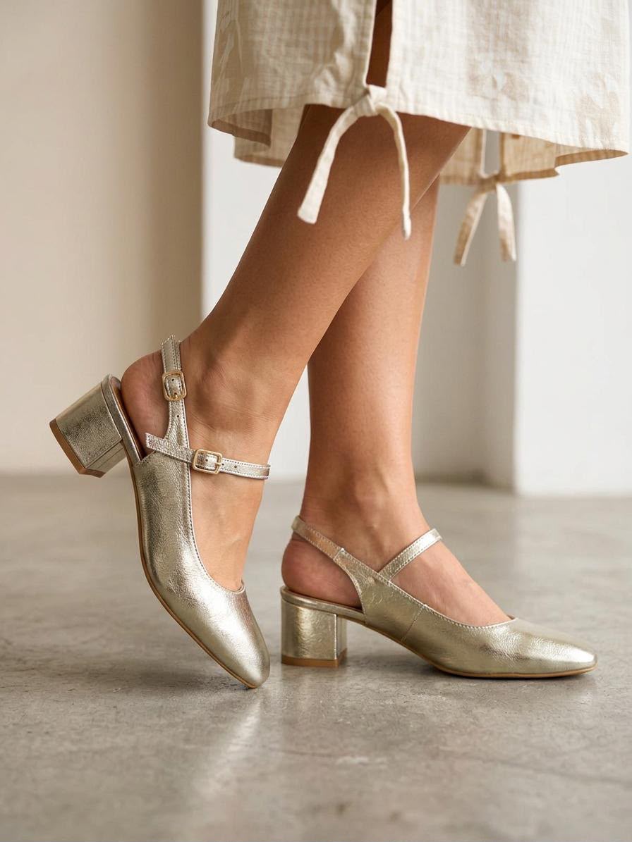 Slingbacks talon doré Arianne