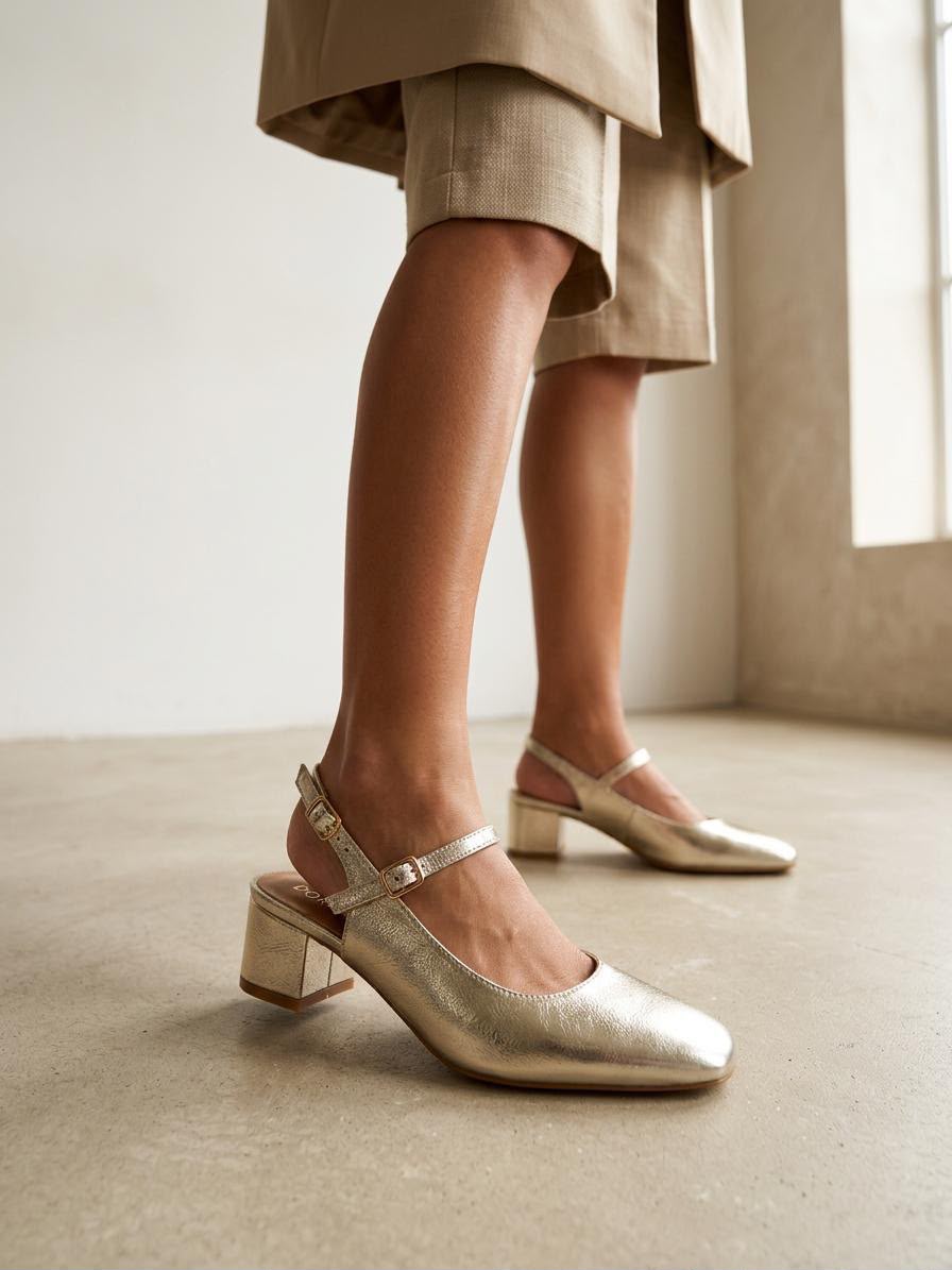Slingbacks talon doré Arianne