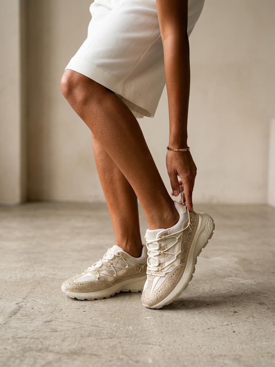 Sneakers à strass Beige Devon