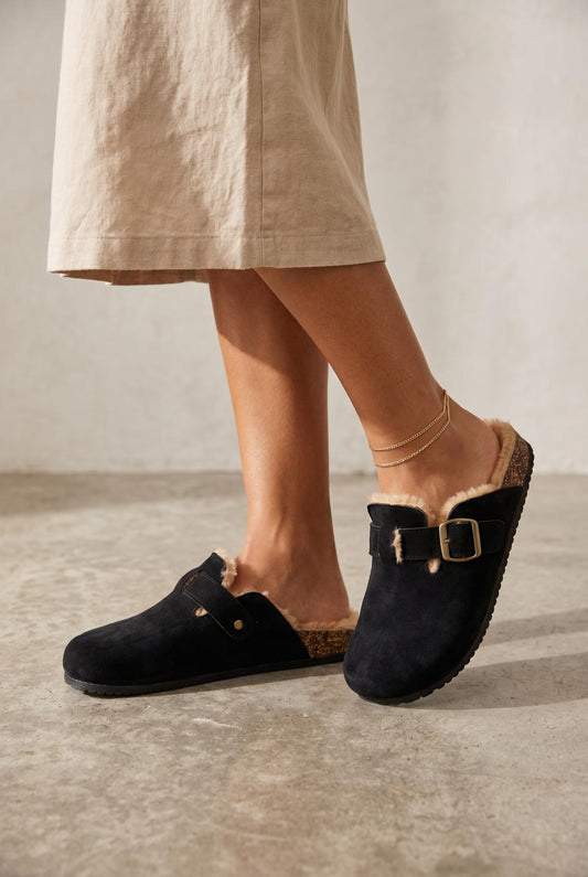 Mules fourrure Noir Maya