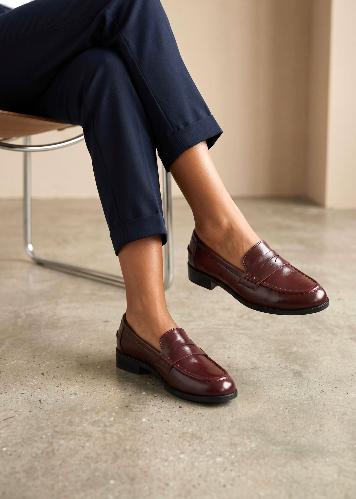 Mocassins intemporel Léane bordeaux