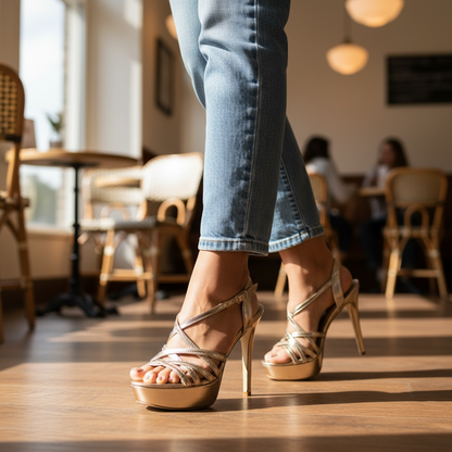 DF251 Sandales à talon fin avec plateforme Hauteur 13 cm