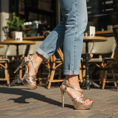 DF251 Sandales à talon fin avec plateforme Hauteur 13 cm