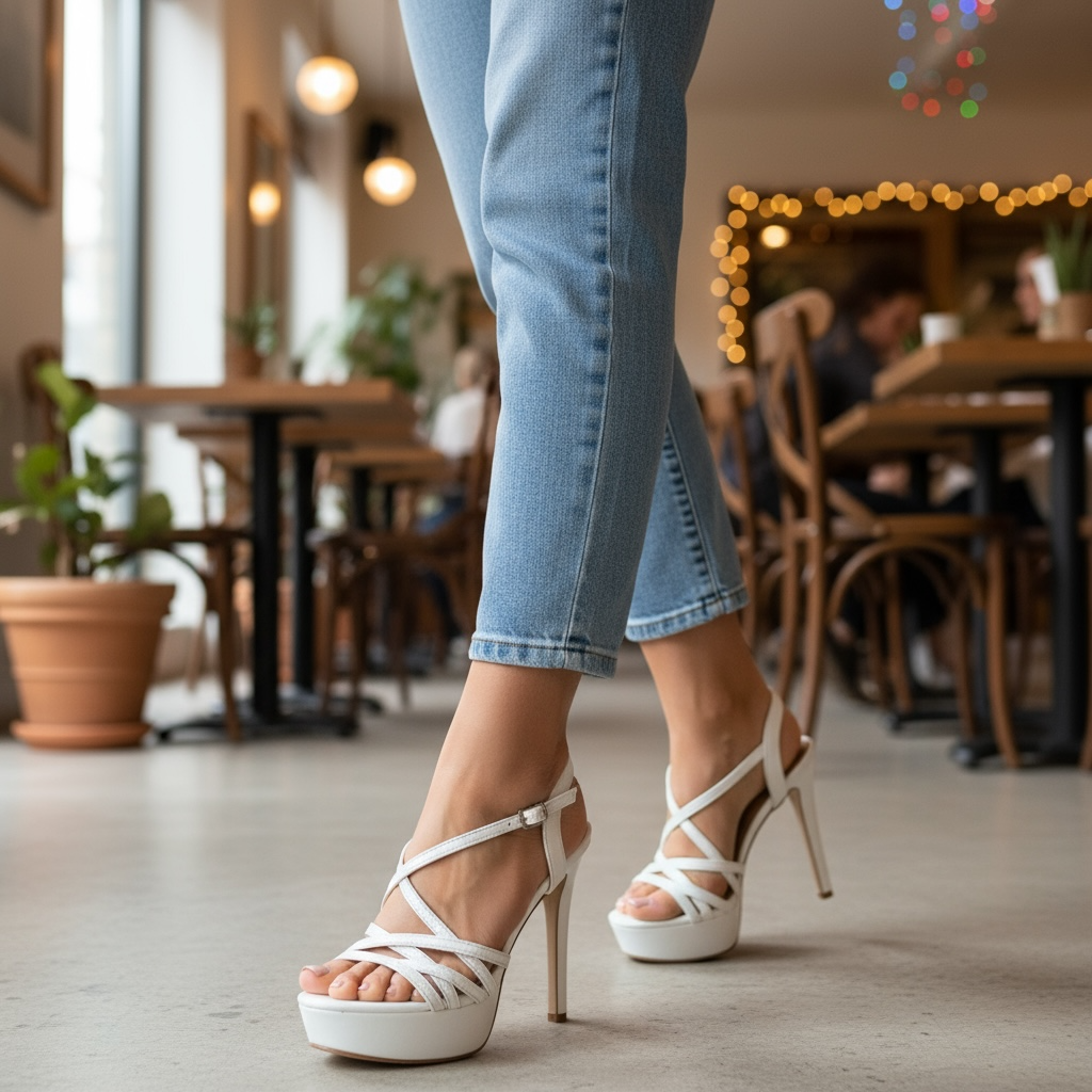 DF251 Sandales à talon fin avec plateforme Hauteur 13 cm