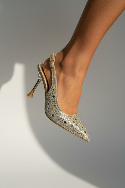 SP019 Escarpins soirée Talon 10 cm Strass