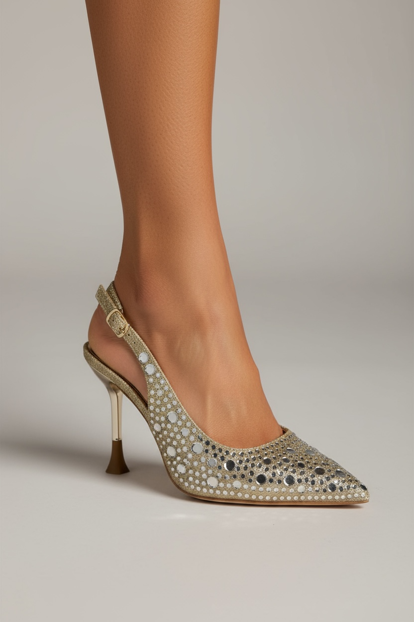 SP019 Escarpins soirée Talon 10 cm Strass