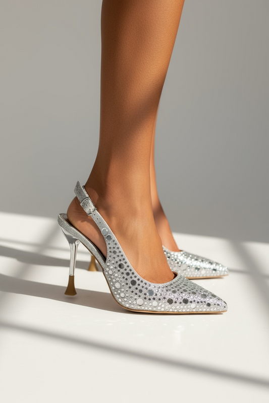 SP019 Escarpins soirée Talon 10 cm Strass