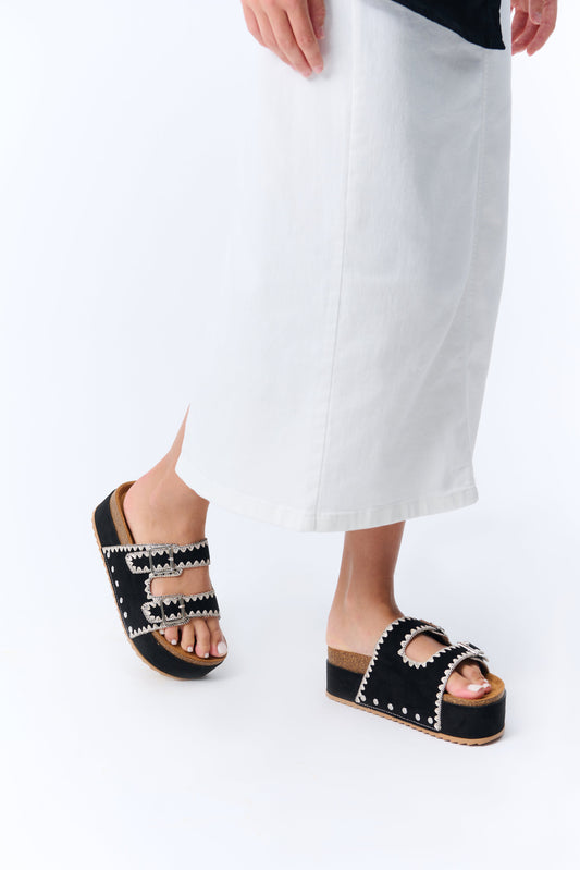 BK545 Mules compensées Esprit bohème