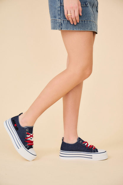 BK518 Baskets à lacets avec semelle plateforme