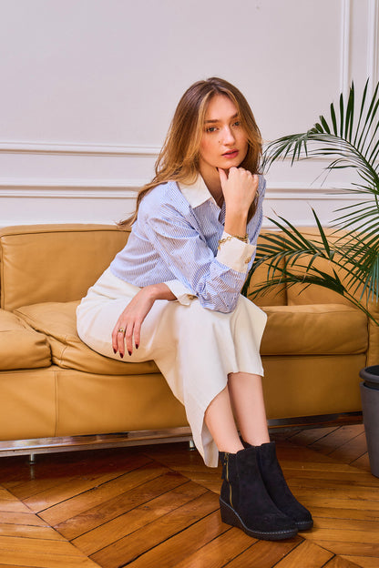 SP022 Bottines suédine compensées