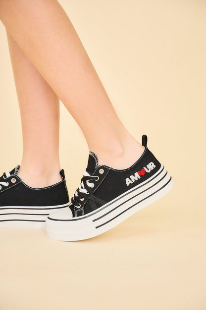 BK518 Baskets à lacets avec semelle plateforme