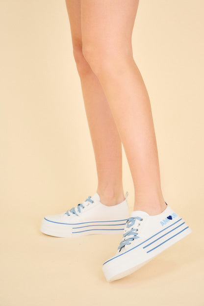 BK518 Baskets à lacets avec semelle plateforme